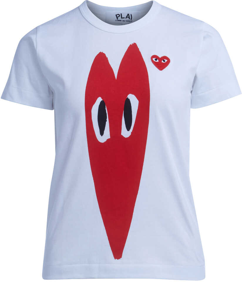 Comme des Garçons T-Shirt Comme Des Garçons Play Bianca Con Cuore Rosso Stretch White