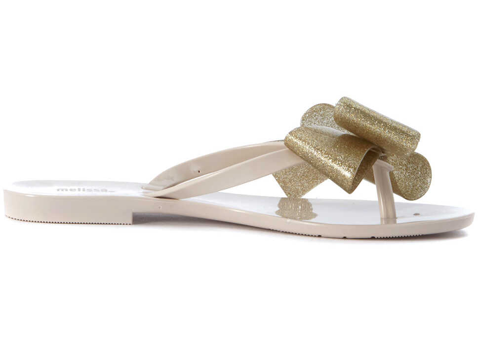 Sandala MELISSA Harmonic Beige Golden Bow Slipper Beige