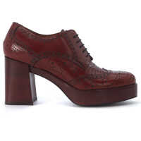 Pantofi cu Toc Oxford Lace Up Shoes In Brown Rust Calf Leather Femei
