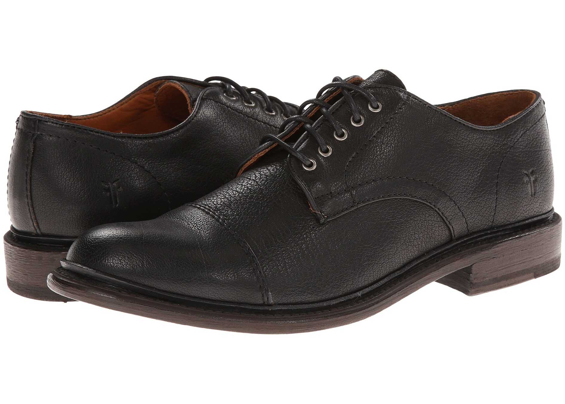 Pantof Frye Jack Oxford Black Buffalo Leather