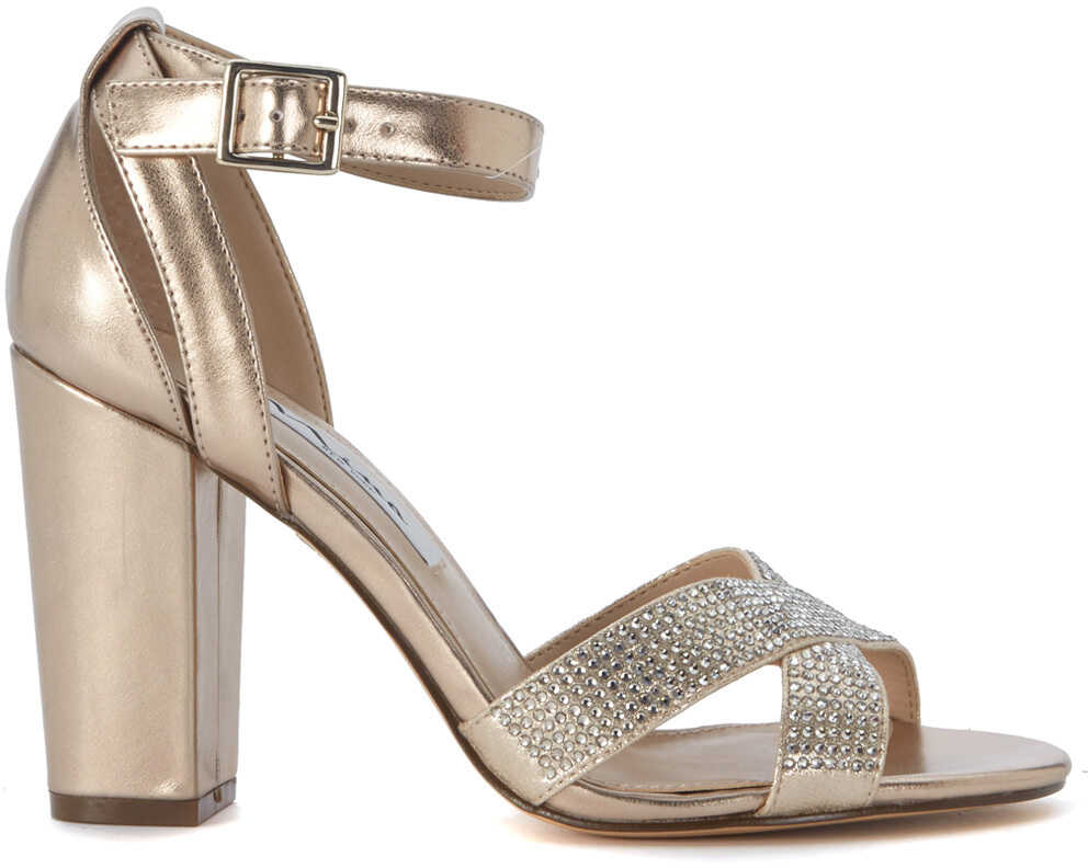 Sandala Nina Sandalo Nina New York In Pelle Platino Con Microcristalli Gold