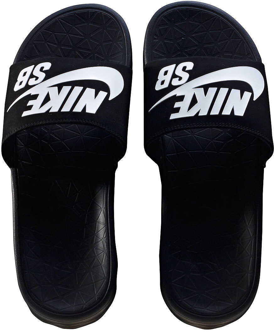 Slap Nike SB Nike Skateboarding Benassi Solarsoft Slides In Black White Black