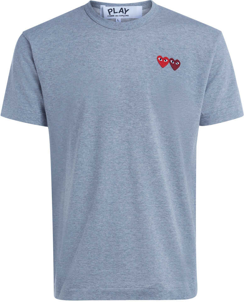 Tricou Comme des Garçons Play Grey Melange T-Shirt With Double Heart Grey