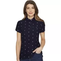Tricouri Polo Floral Print Knit Twill Polo Shirt Femei