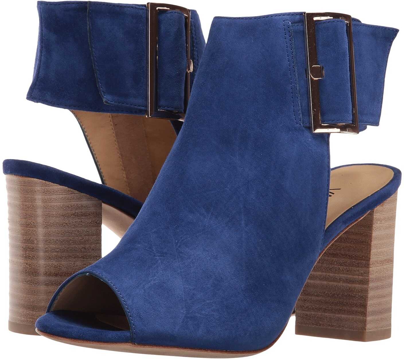Botina Vaneli Bisa French Blue Suede/Gold Buckle