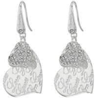 Cercei Double Heart with Logo Drop Earrings Femei