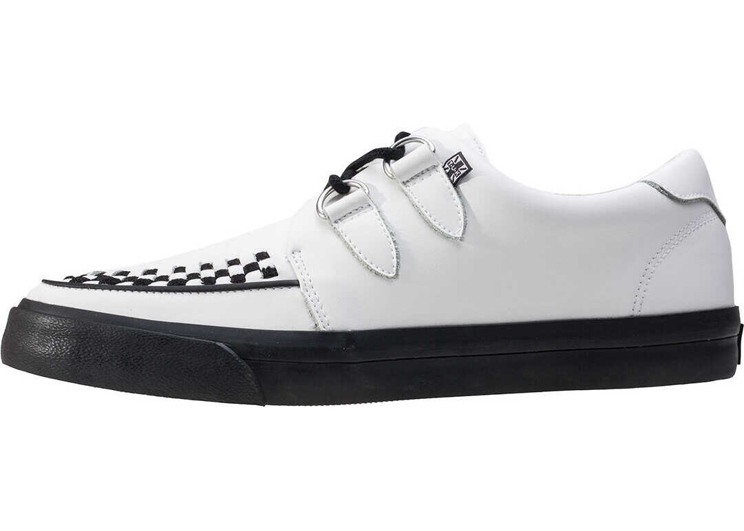 TUK Vlk D-Ring Creeper Sneaker Unisex Trainers In White Black White