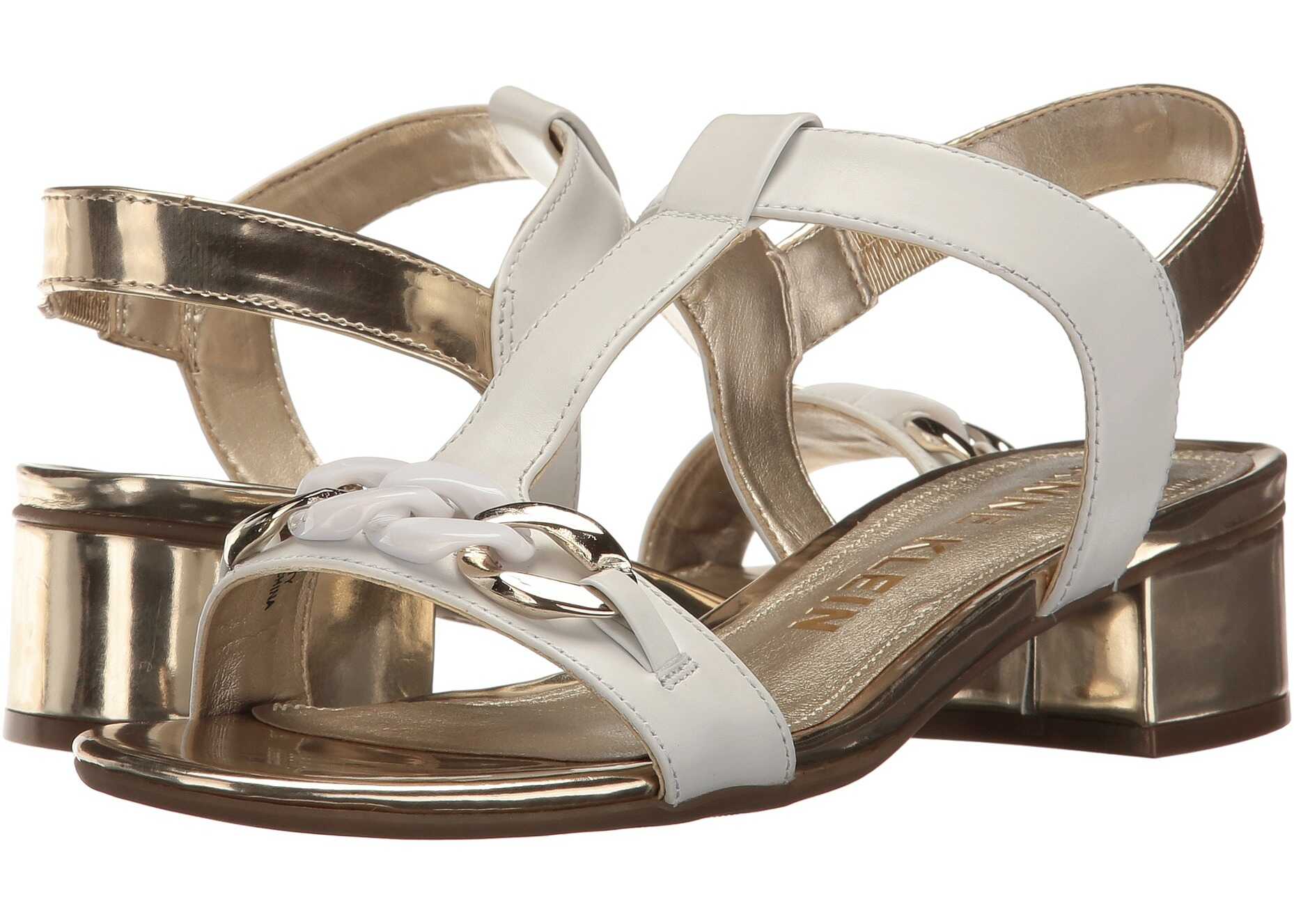 Sandala Anne Klein Entity White/Gold Leather