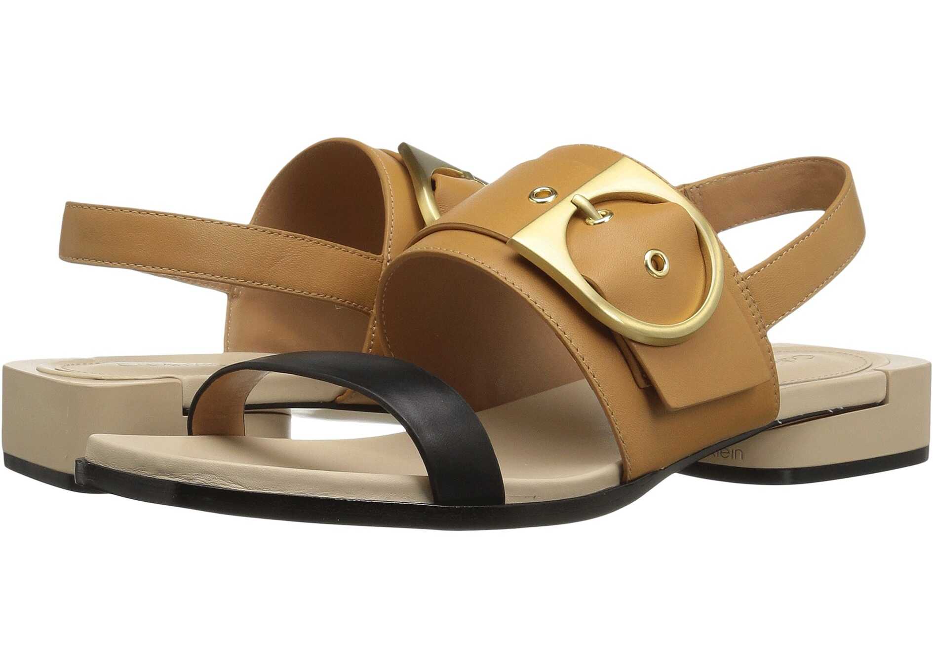 Sandala Calvin Klein Abree Black/Almond Tan/Sand Leather