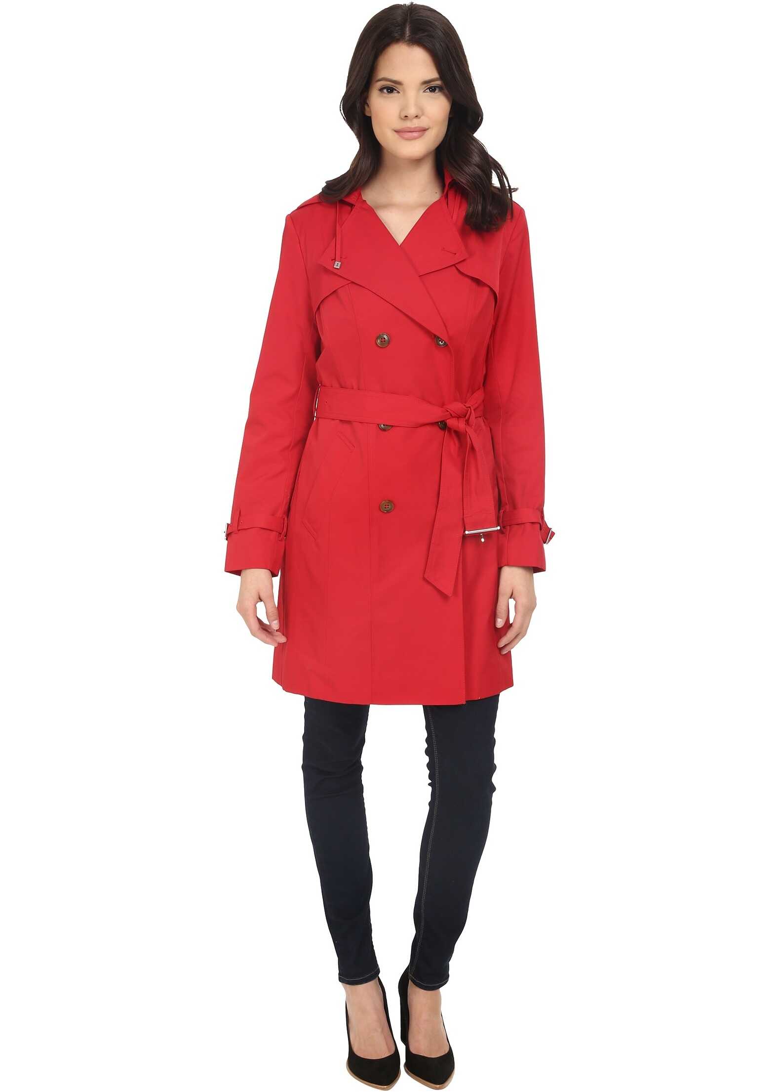 Cole Haan Double Breasted Trench Coat w/ Printed Lining* Crimson