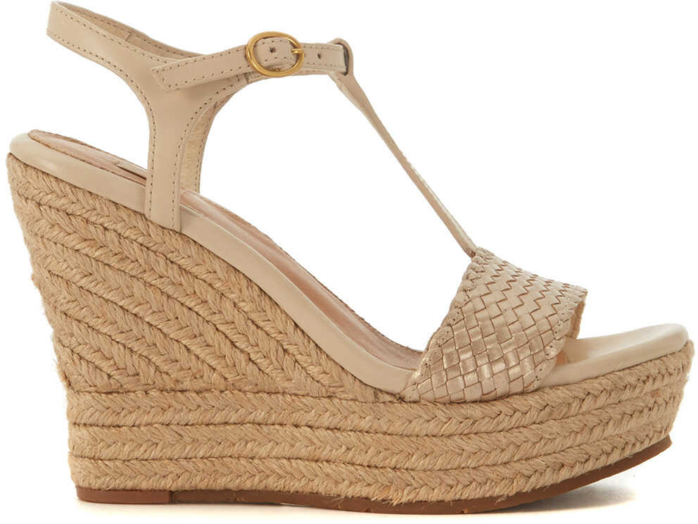 Sandala UGG Fitchie Golden Leather Wedge Sandal Gold