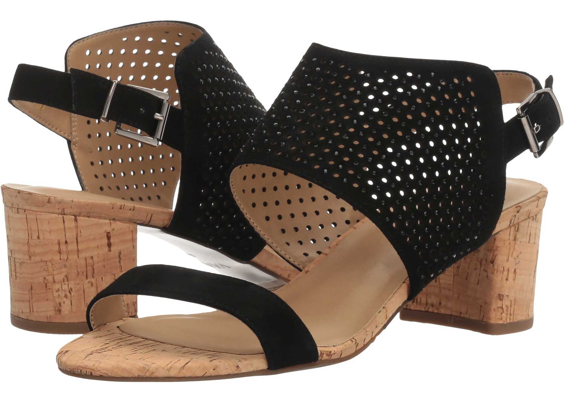 Sandala Vaneli Odele Black Suede/Natural Cork/Black Stones