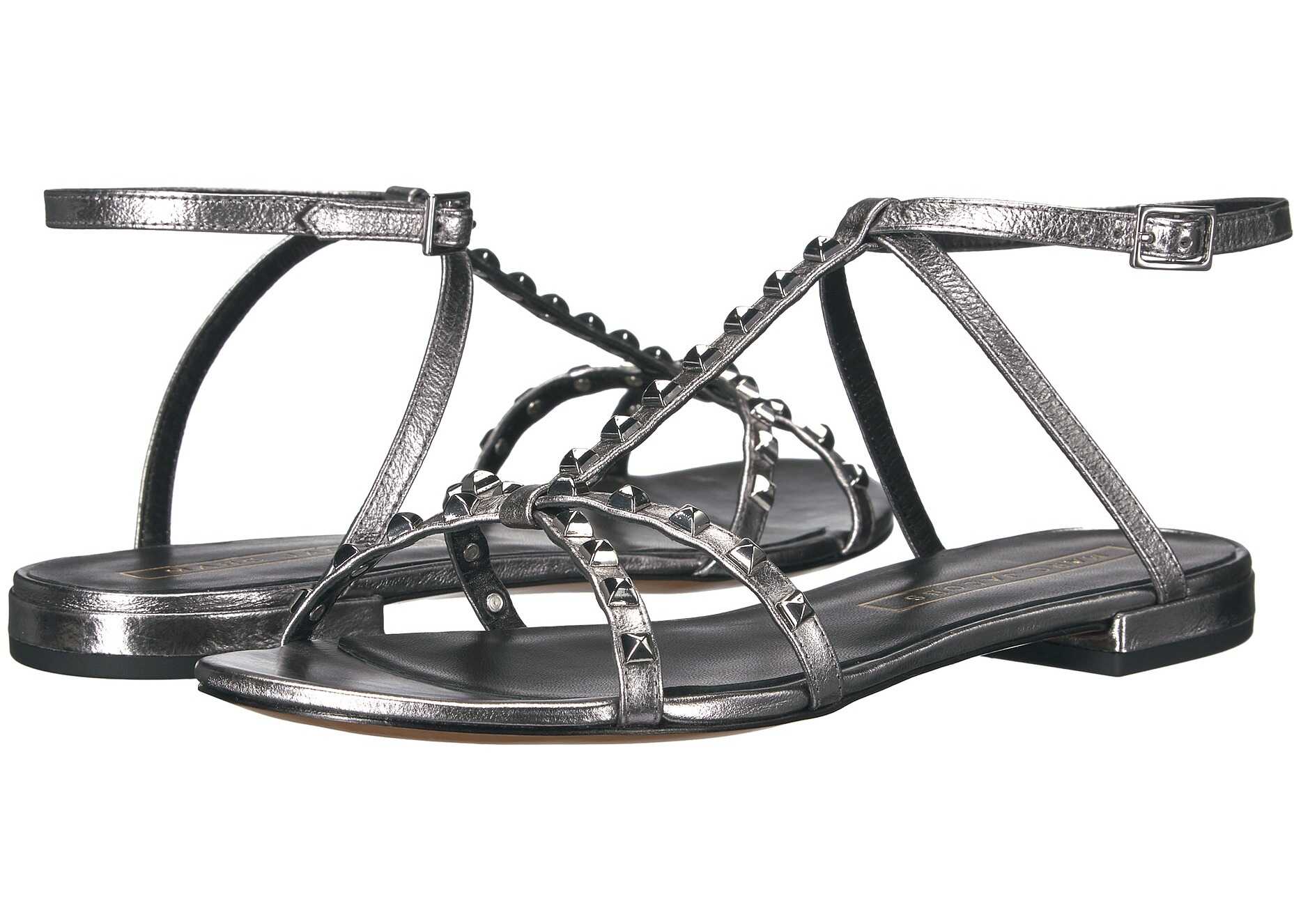 Sandala Marc Jacobs Ana Ankle Strap Sandal Dark Silver Leather