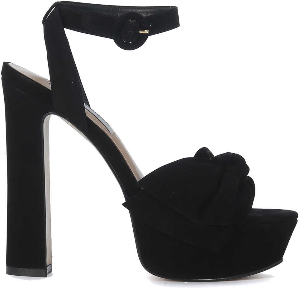 Pantof Steve Madden Breena Black Nabuk Heeled Sandal Black