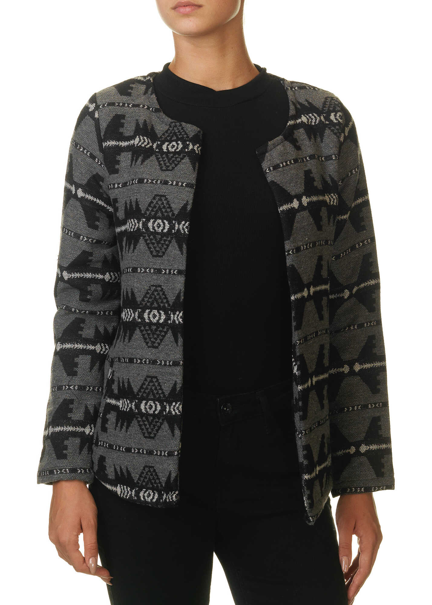 Geaca SUBLEVEL Women's Dark Grey Printed Jacket Dark Grey