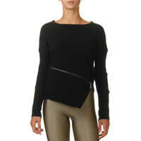 Bluze Women's Black Top With Zip Femei