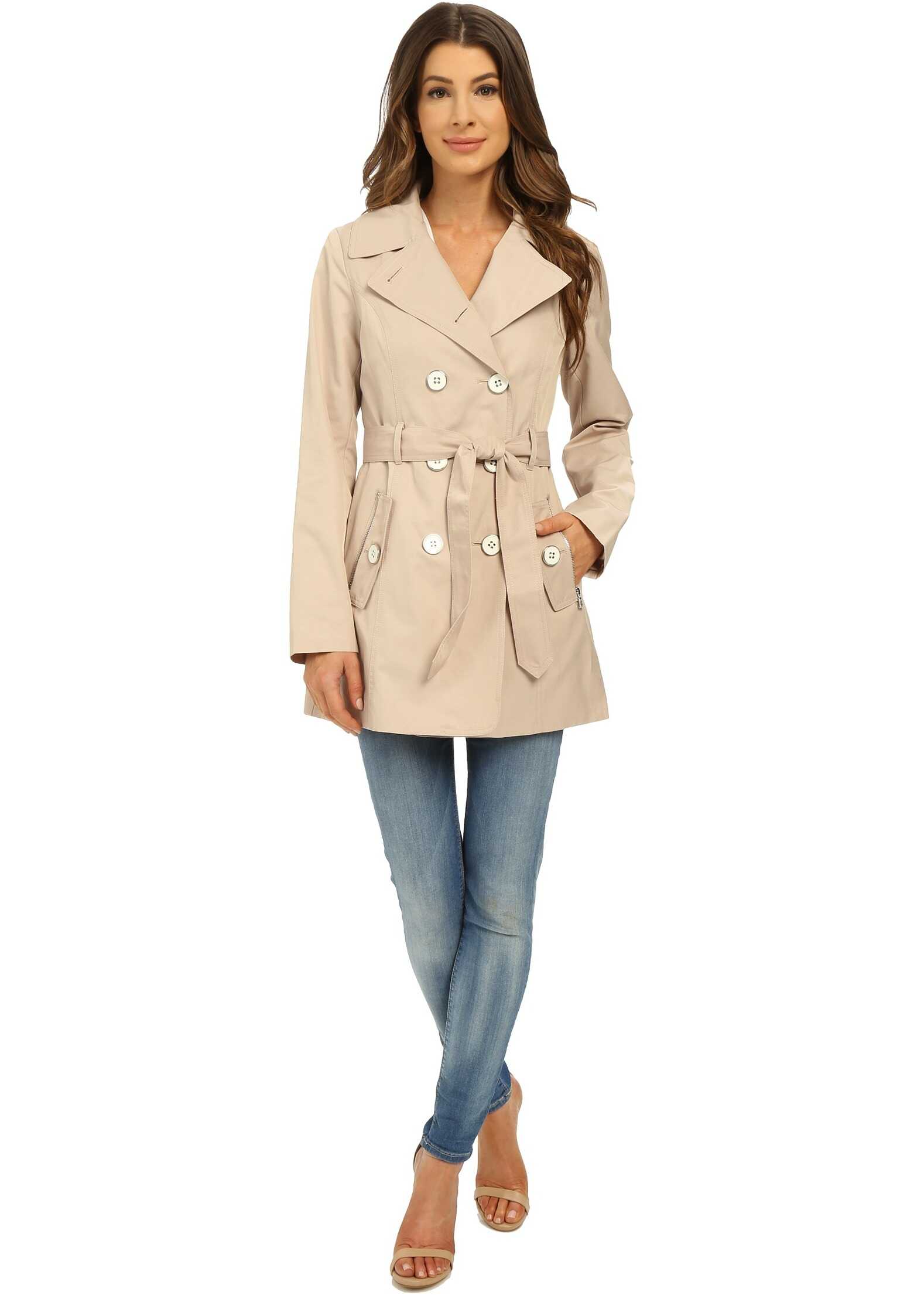 Pardesiu Jessica Simpson Double Breasted Belted Trench* Stone