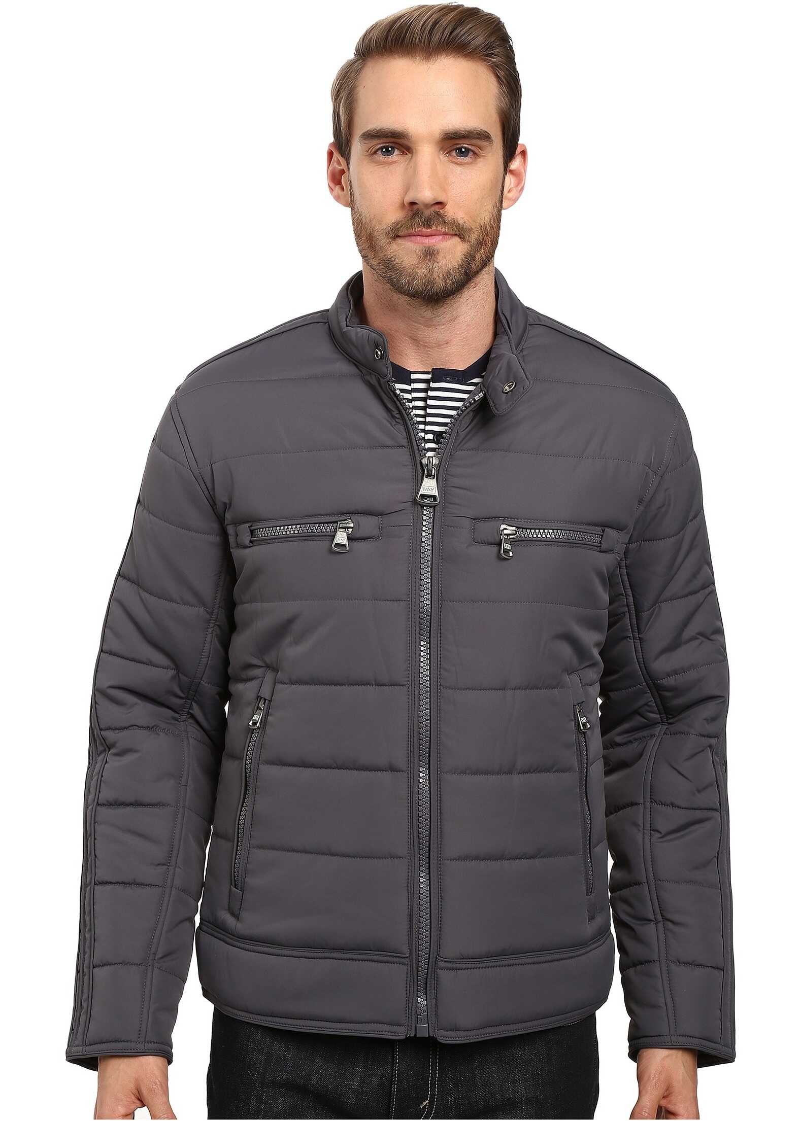 Geaca Marc New York by Andrew Marc Belknap Quilted Moto Jacket Fog