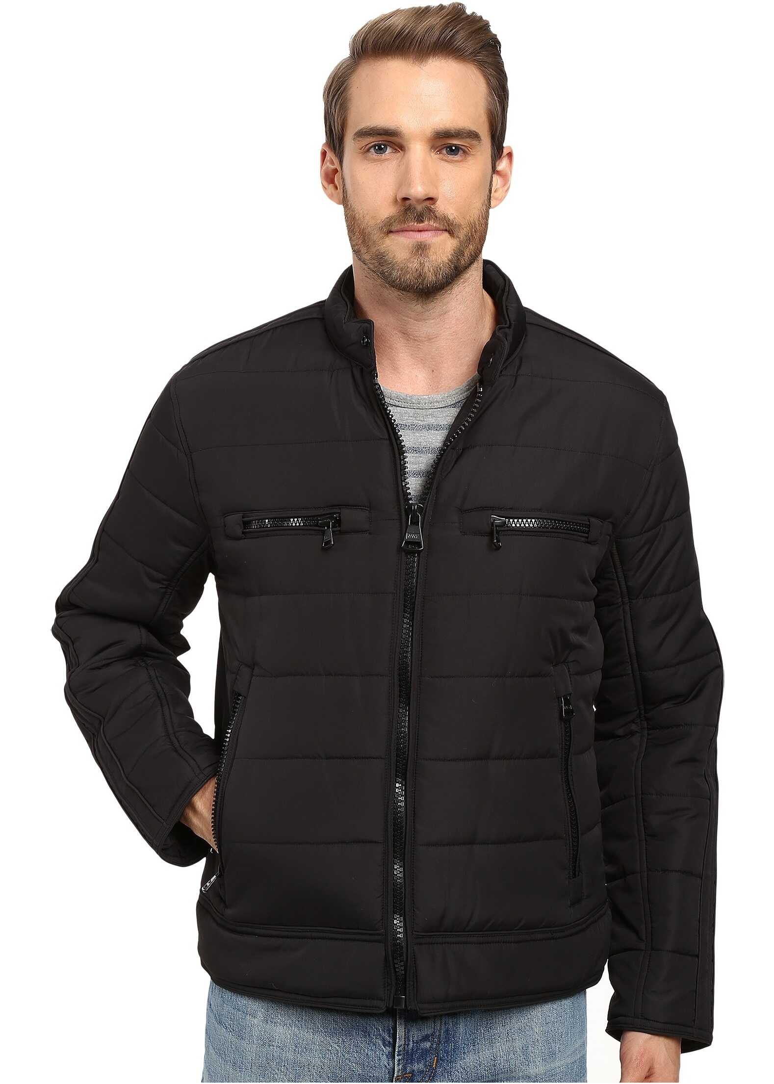 Geaca Marc New York by Andrew Marc Belknap Quilted Moto Jacket Black
