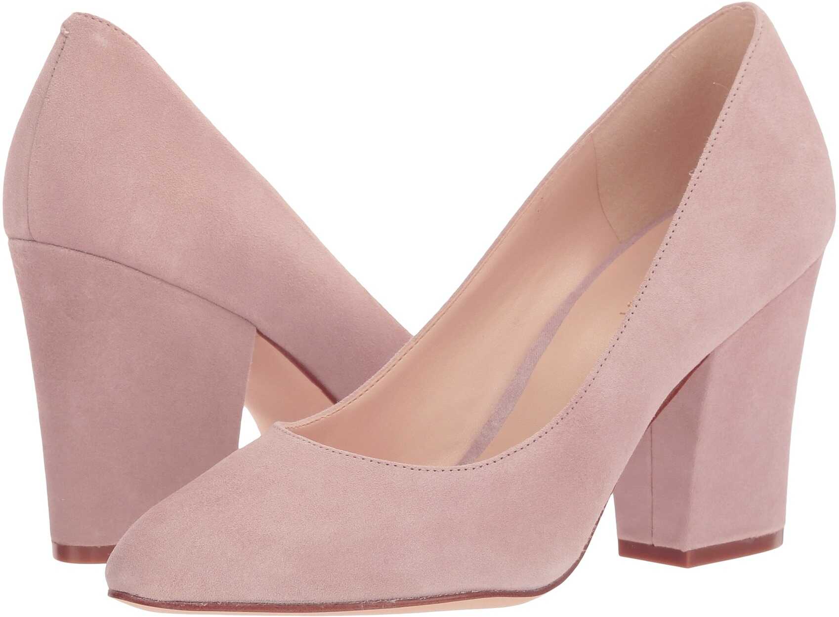Pantof Nine West Scheila Block Heel Pump Natural Suede