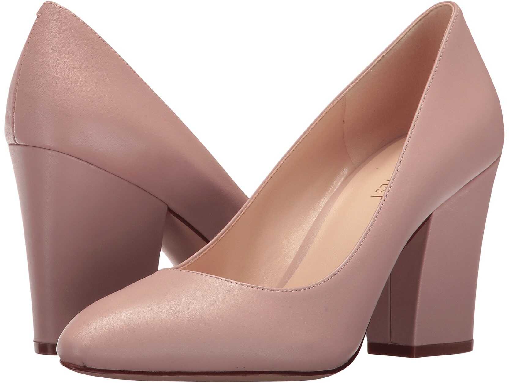 Pantof Nine West Scheila Block Heel Pump Light Natural Leather