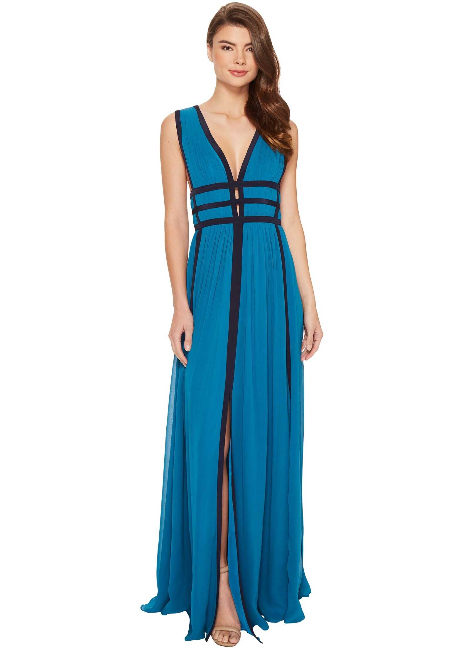 Rochie Nicole Miller Gladiator Gown Mosaic Teal/Navy
