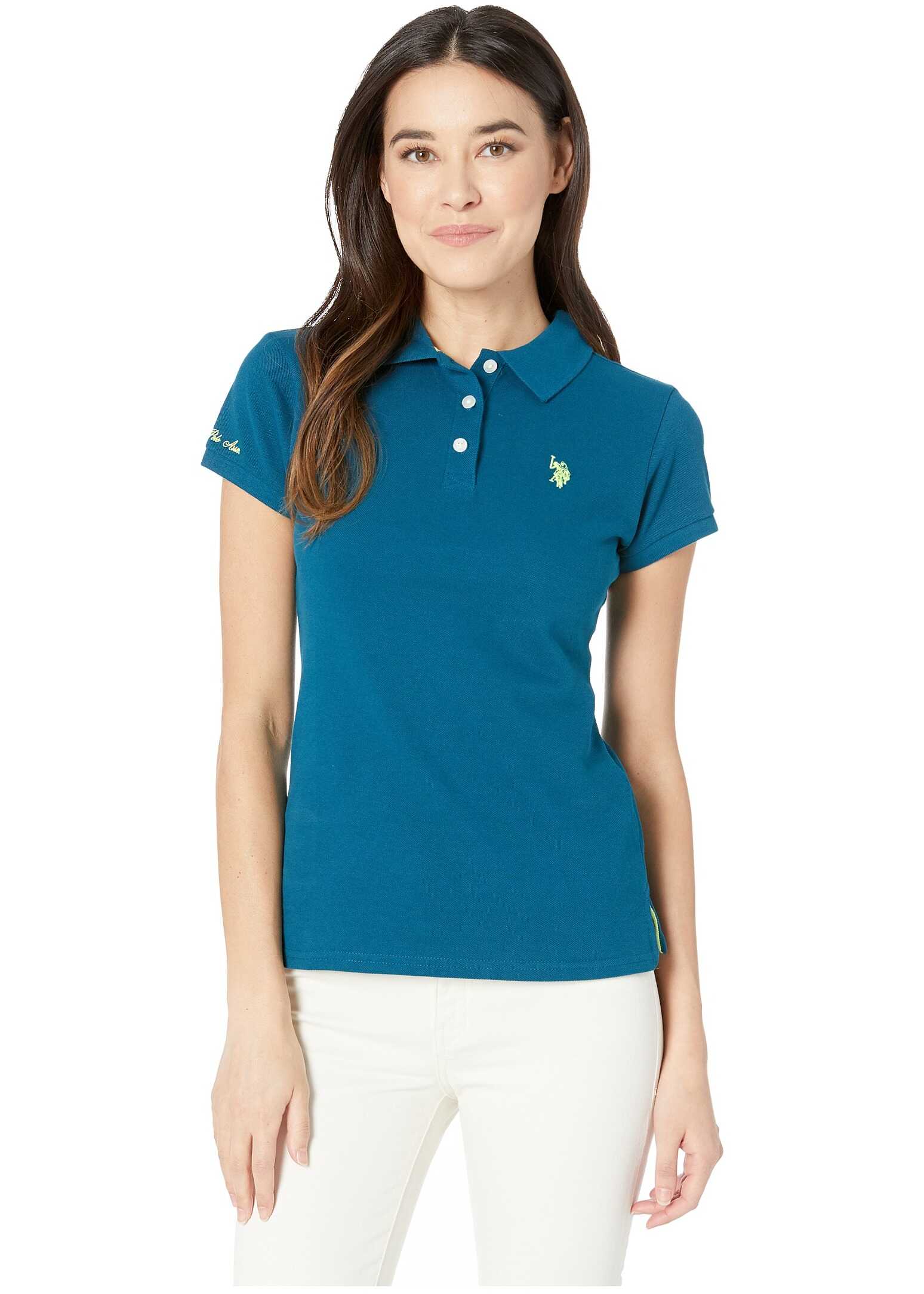 U.S. POLO ASSN. Neon Logo Polo Shirt Dream Teal