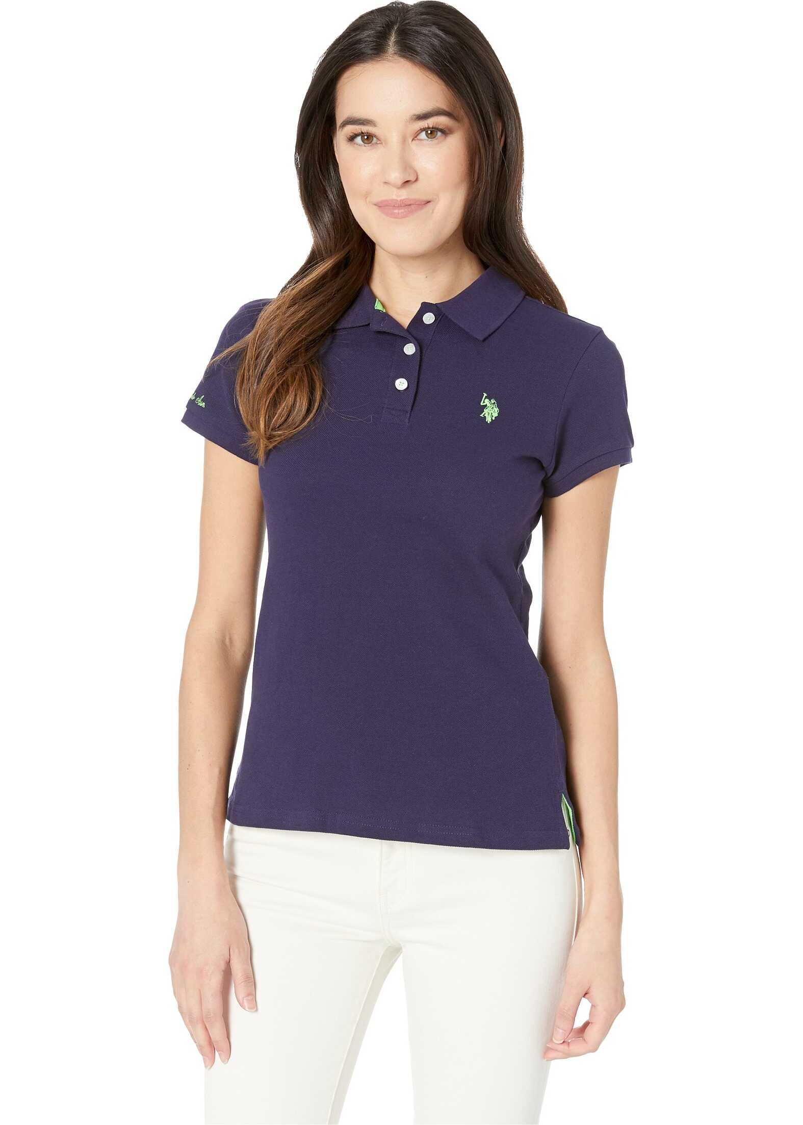 U.S. POLO ASSN. Neon Logo Polo Shirt Evening Blue