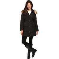 Geci de Iarna Cinched Waist Puffer w/ Hood and Removable Faux Fur Femei