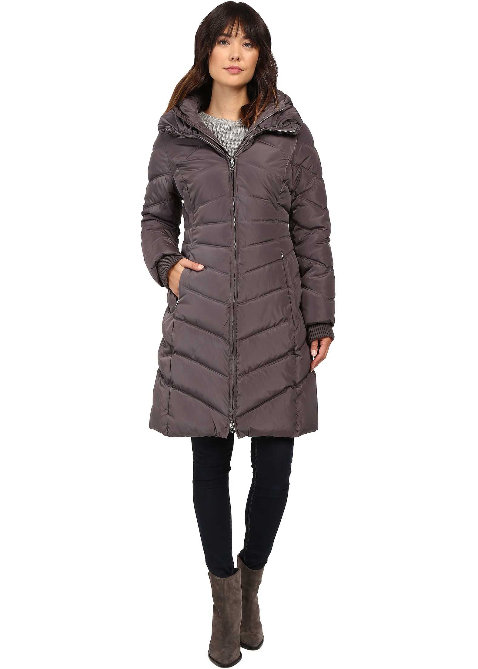 Geaca Jessica Simpson Chevron Quilted Down with Hood Charcoal