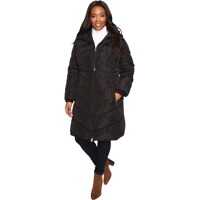 Geci de Iarna Plus Size Chevron Quilted Poly Down Coat with Hood Femei