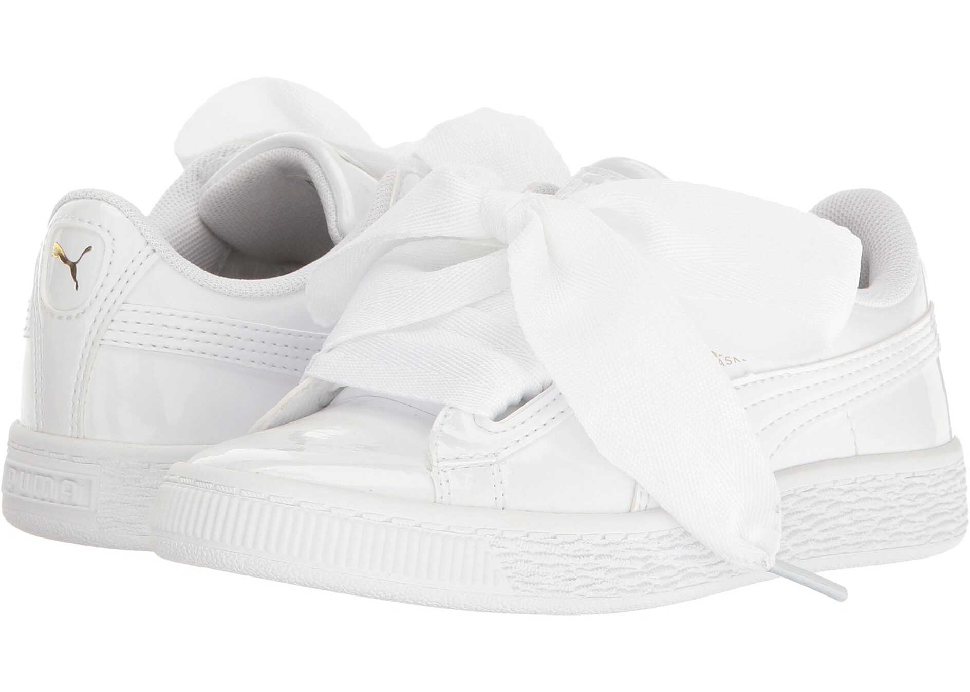 Puma Kids Basket Heart Patent (Little Kid/Big Kid) Puma White/Puma White