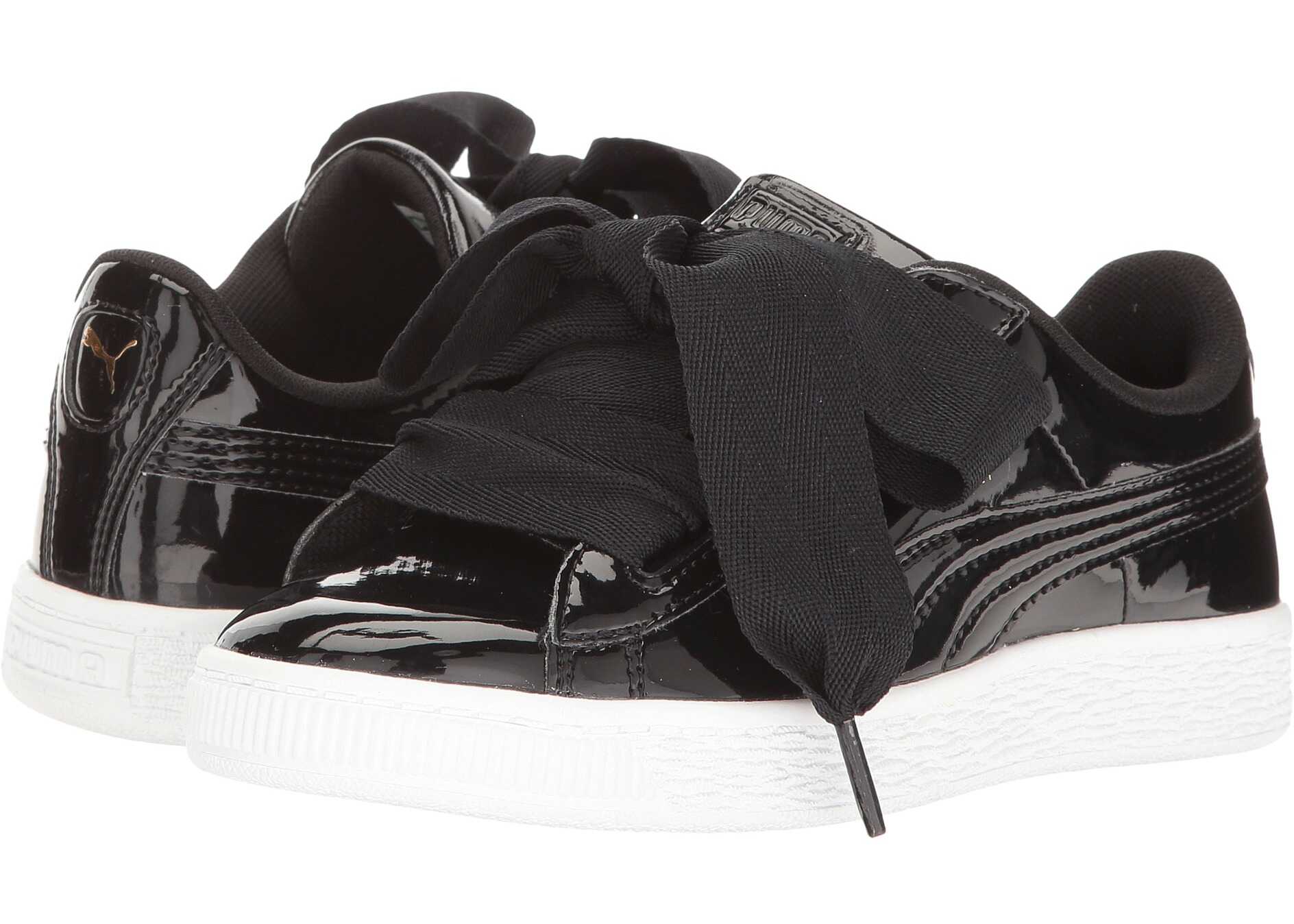 Puma Kids Basket Heart Patent (Little Kid/Big Kid) Puma Black/Puma Black