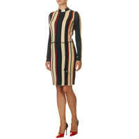 Rochii Stripe High Neck Women's Dress Femei