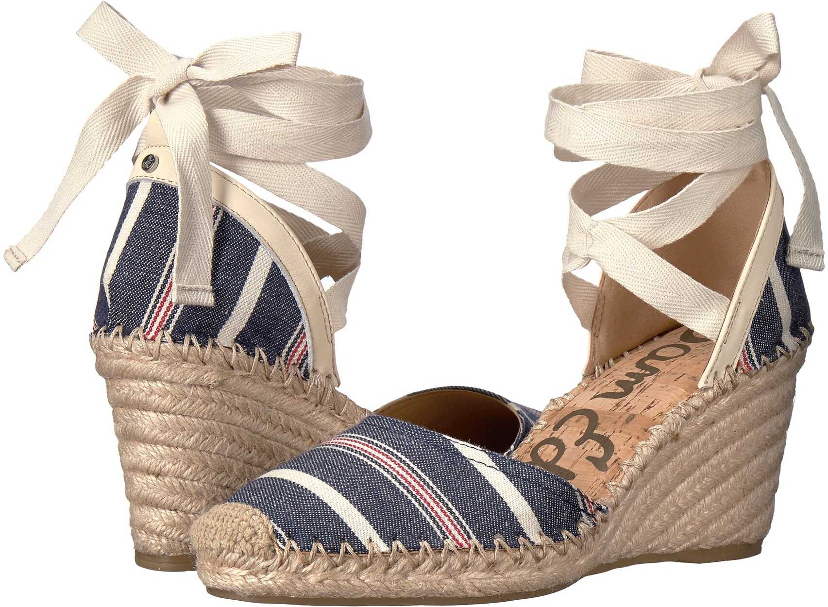 Espadrila Sam Edelman Patsy Blue Multi/Modern Ivory Large Americana Stripe Fabric