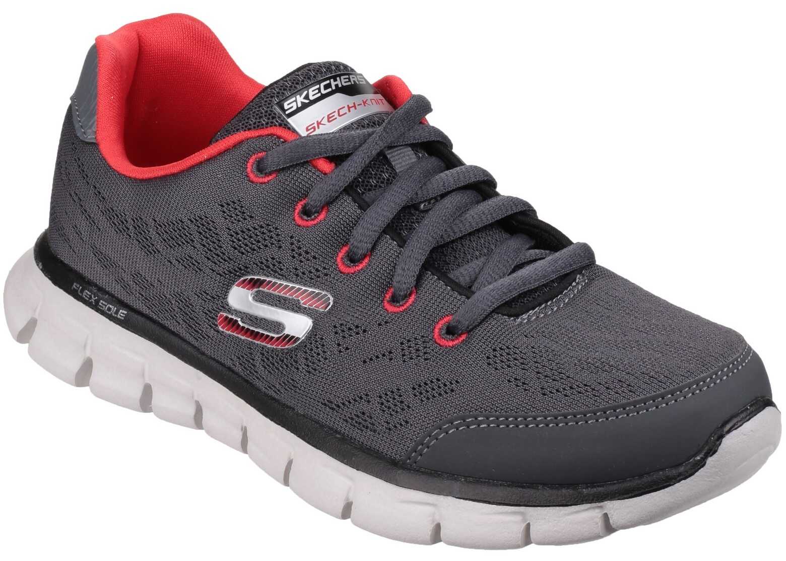 Tenis SKECHERS Synergy Fine Tune Lace up Shoe* Grey/Red