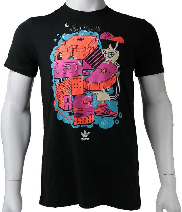 Tricou adidas Graffiti Trefoil Tee Black,Pink