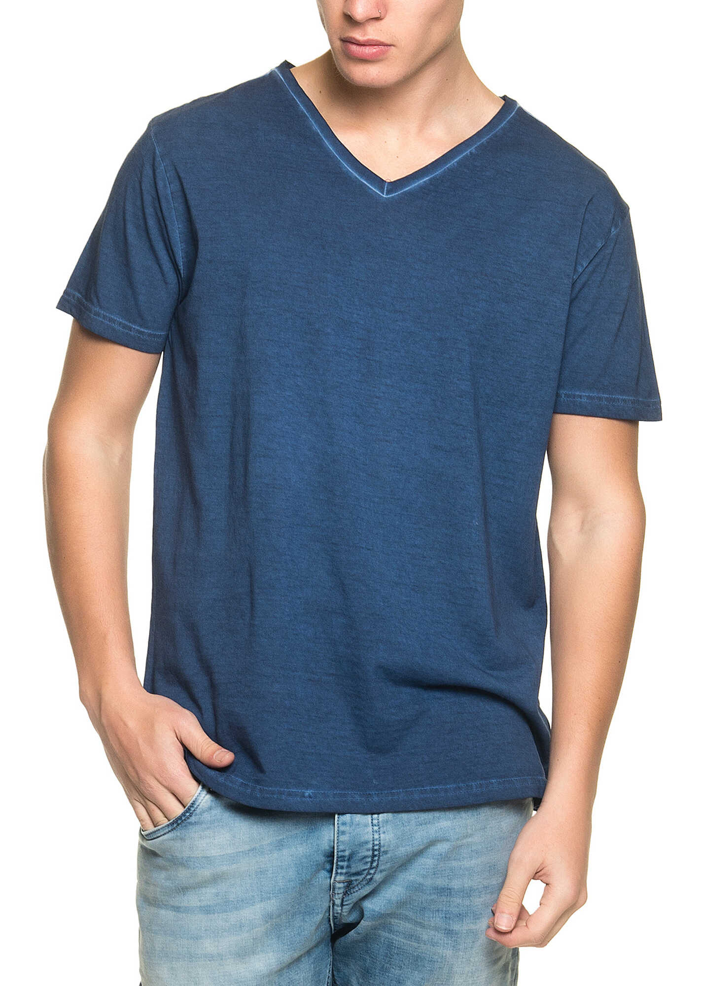 Tricou Urban Surface Men's Blue T Shirt With V Neckline Middle Blue