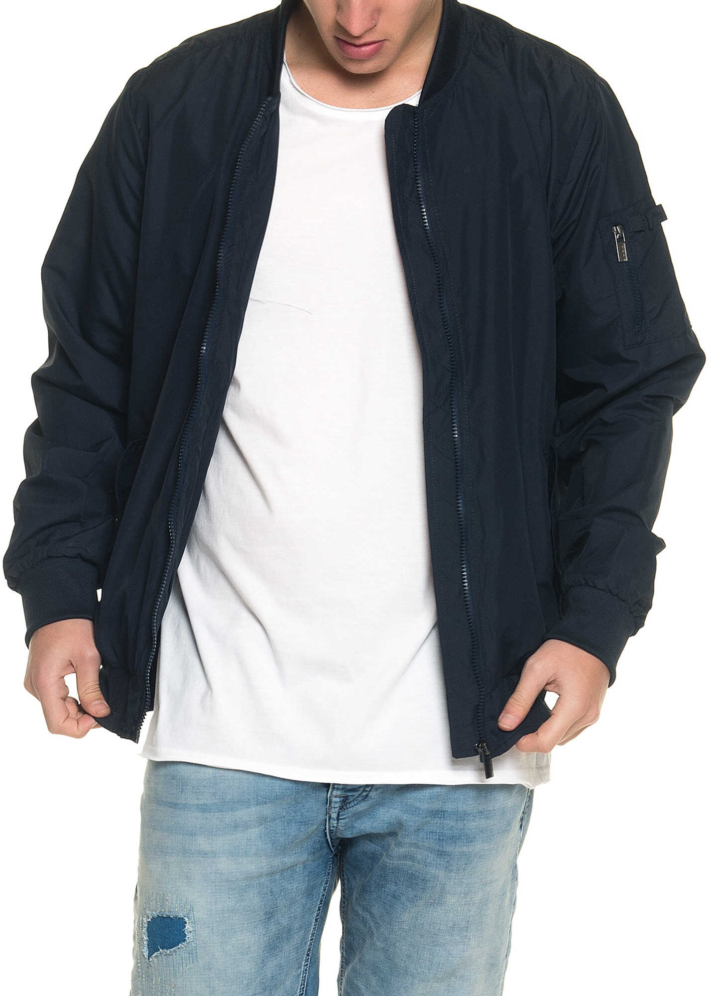 Geaca SUBLEVEL Men's Bomber Jacket In Blue Dark Blue