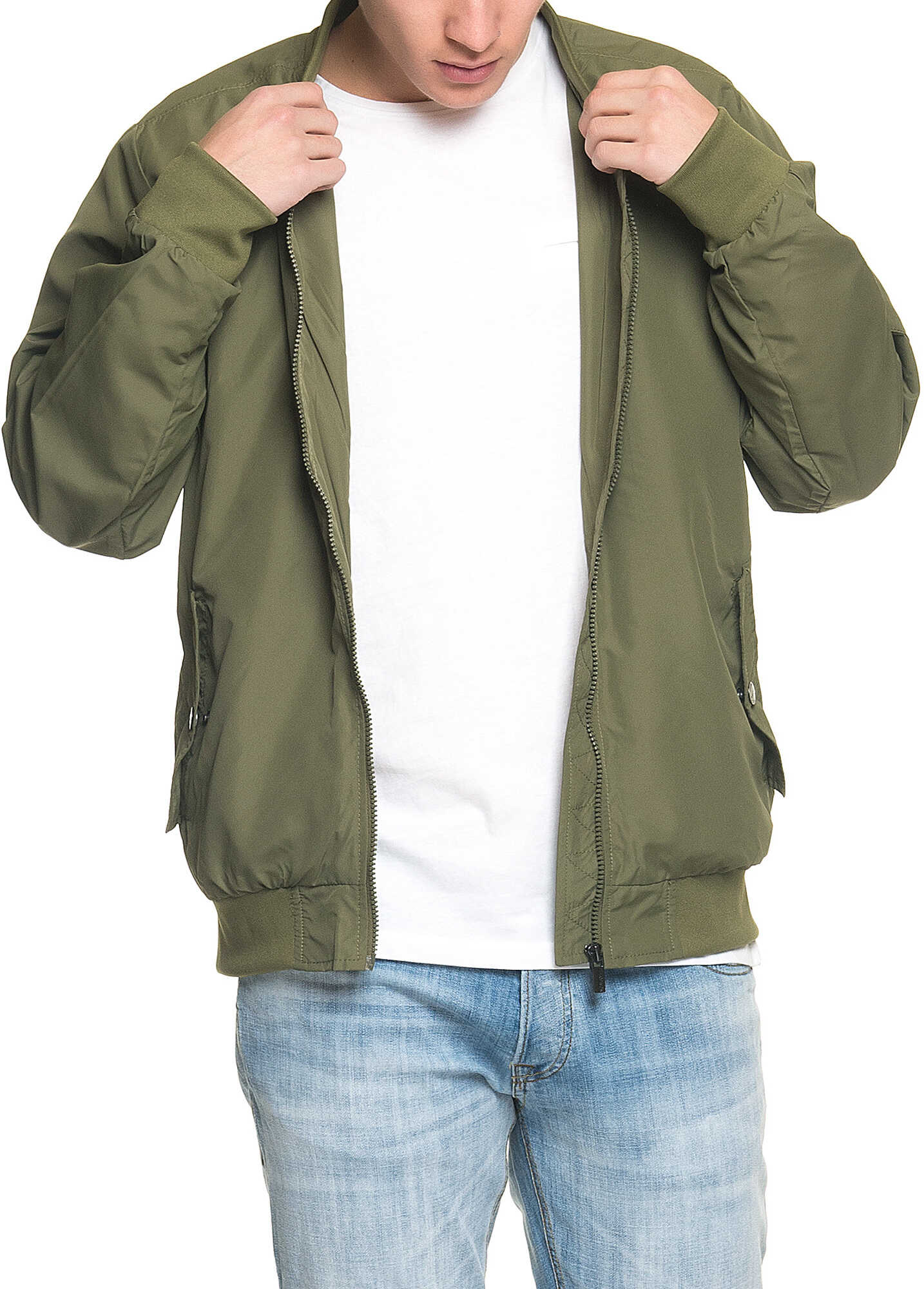 Geaca SUBLEVEL Men's Bomber Jacket In Khaki Middle Green
