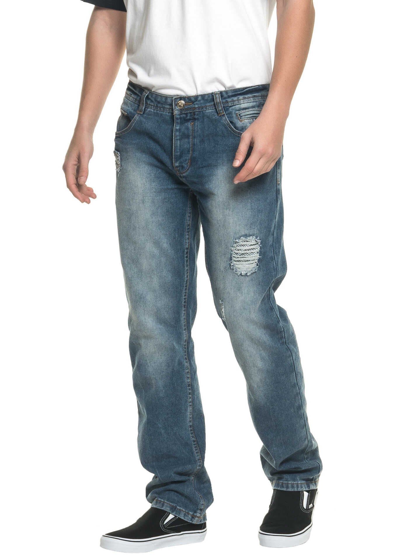 Blug SUBLEVEL Men's Jeans With Tears Middle Blue