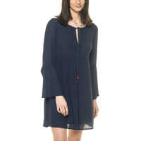 Rochii Women's Blue Embroidered Tunic Dress Femei