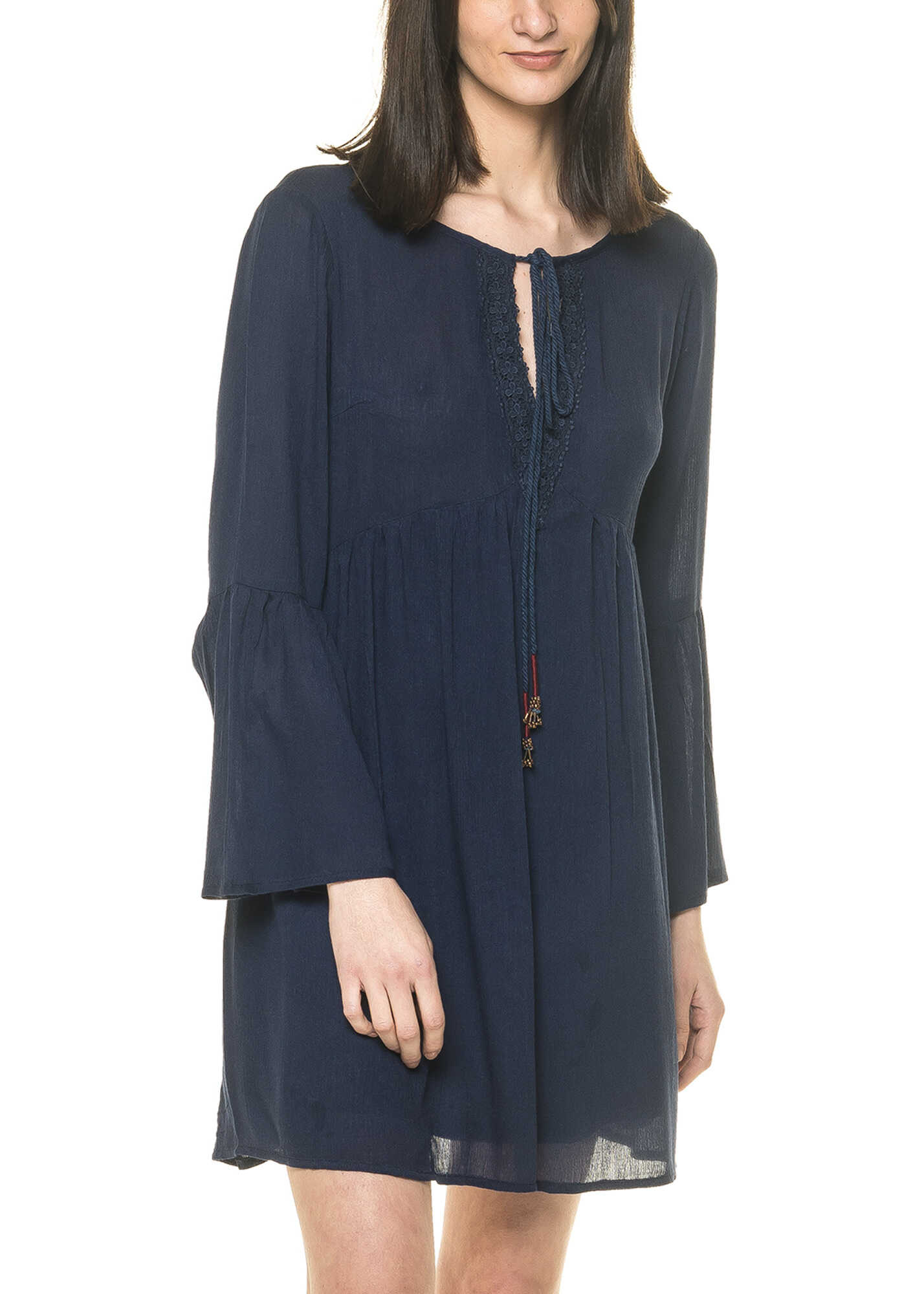 Rochie Oeuvre Fashion Women's Blue Embroidered Tunic Dress Blue