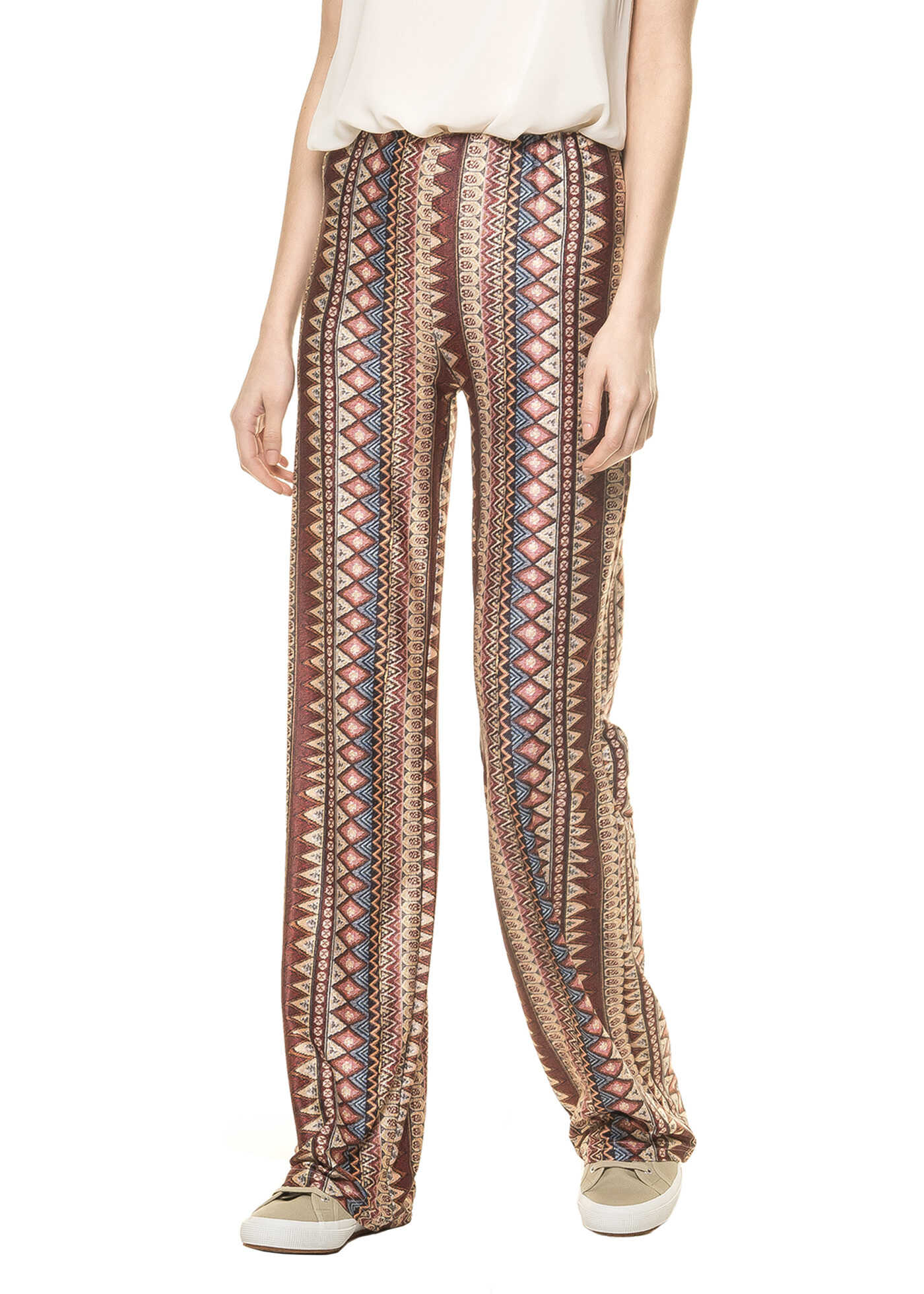 Pantalon Oeuvre Fashion Women's Wide Legged Pants With Print Red