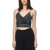 Bluze Women S Crop Top In Black With Print Femei
