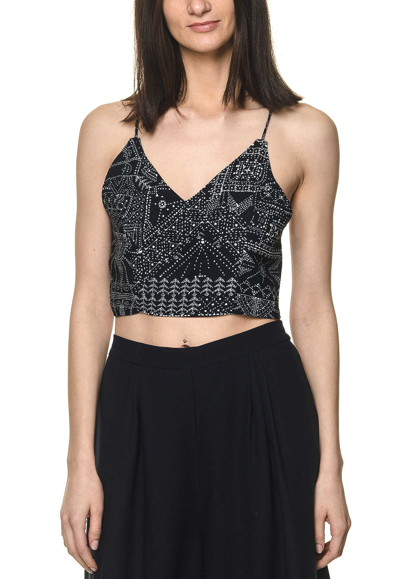 Bluza Glamorous Women's Crop Top In Black With Print Navy Dot Print