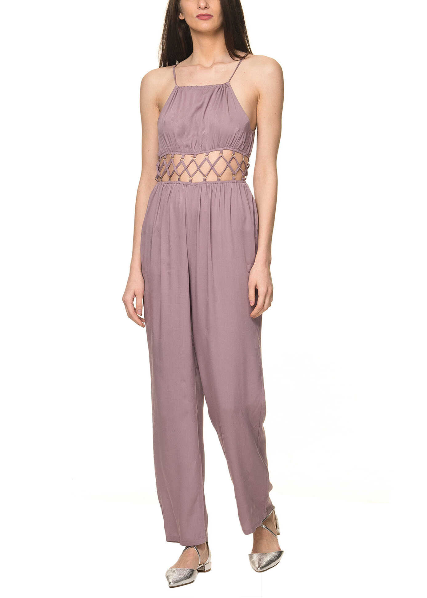 Salopeta Glamorous Women's Sleeveless Jumpsuit In Pale Purple Color Dusty Lilac