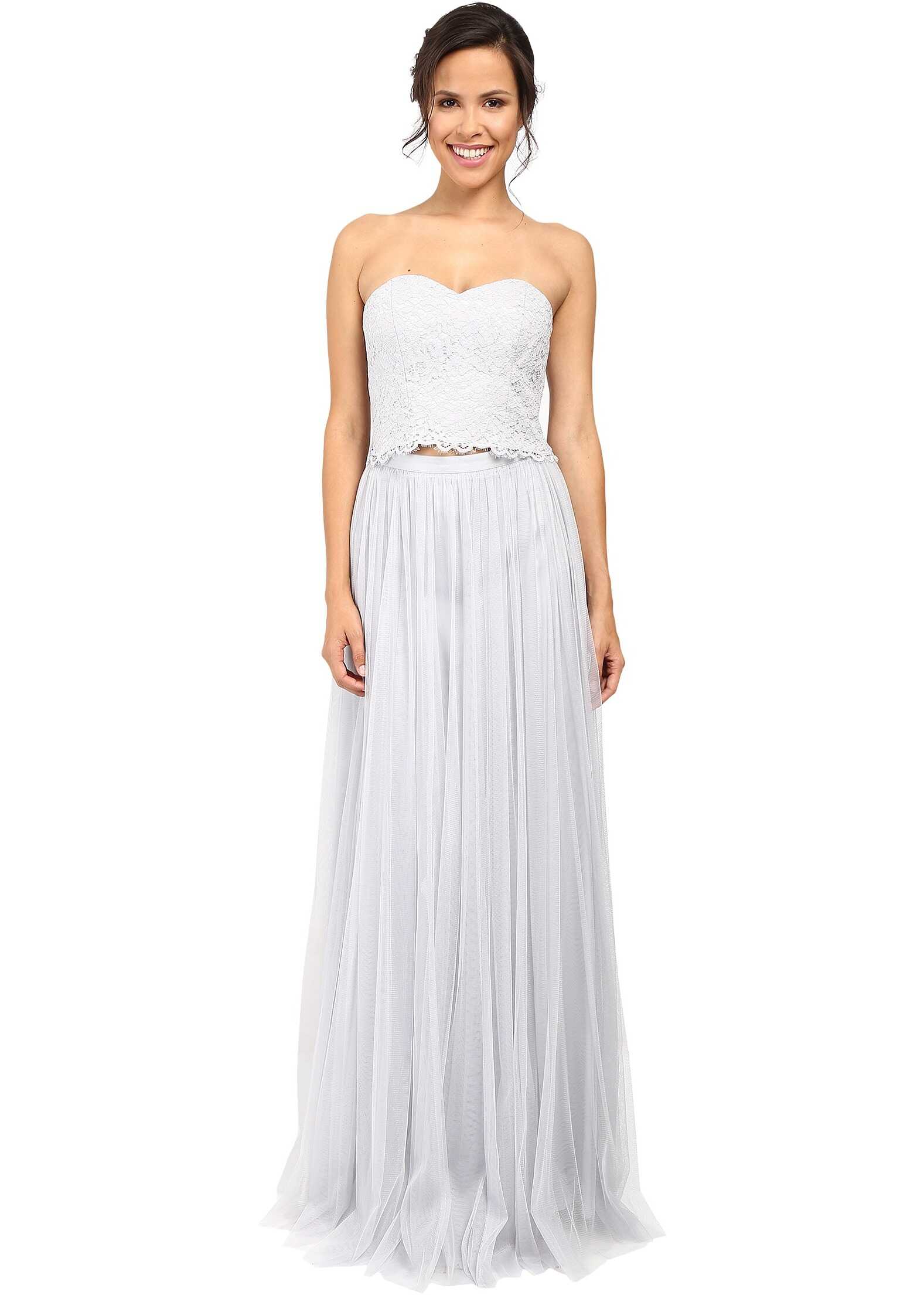 Donna Morgan Adeline Strapless Top & Skirt Platinum