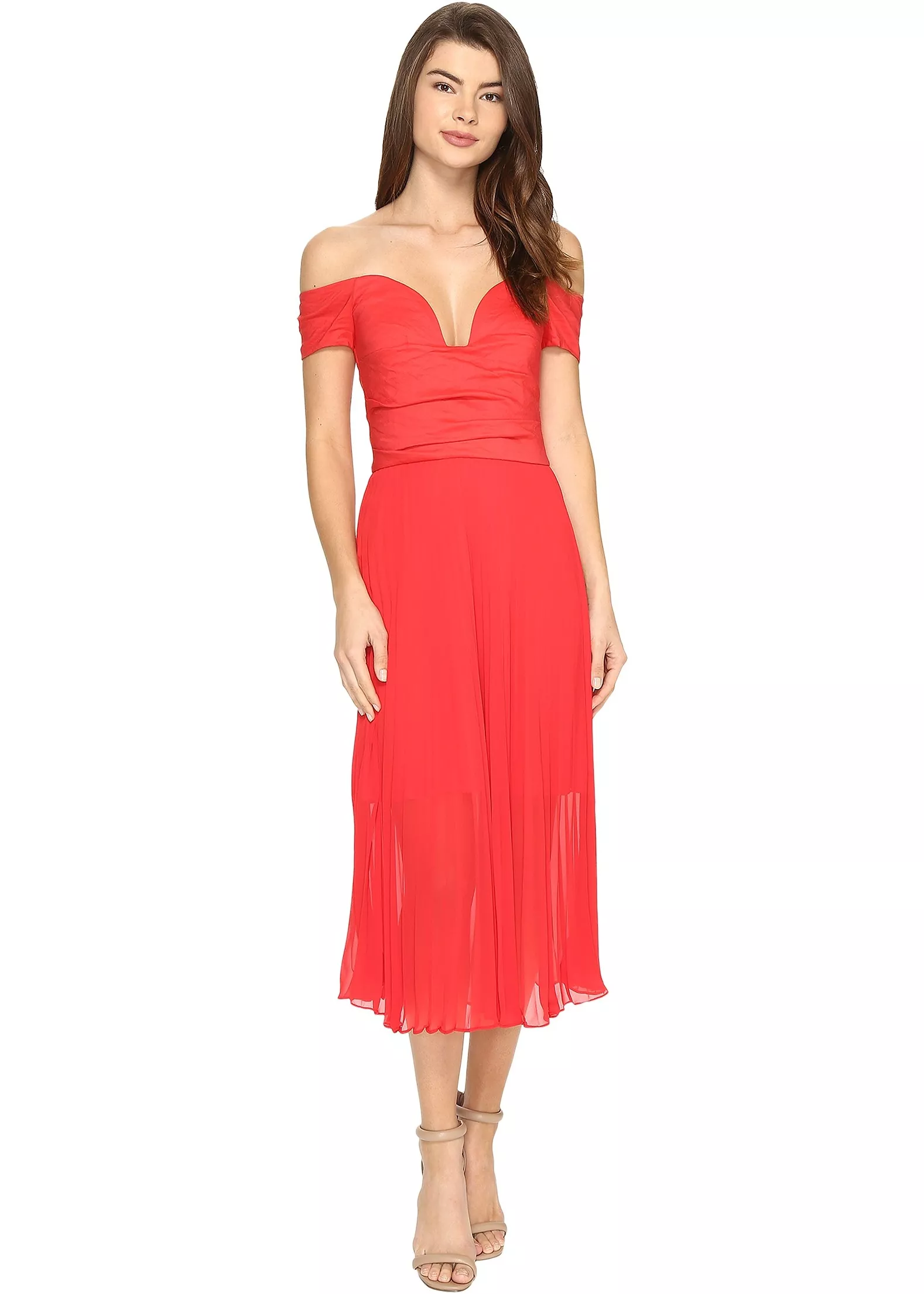 Rochie Nicole Miller Solstice Cotton Metal Combo Party Dress Watermelon