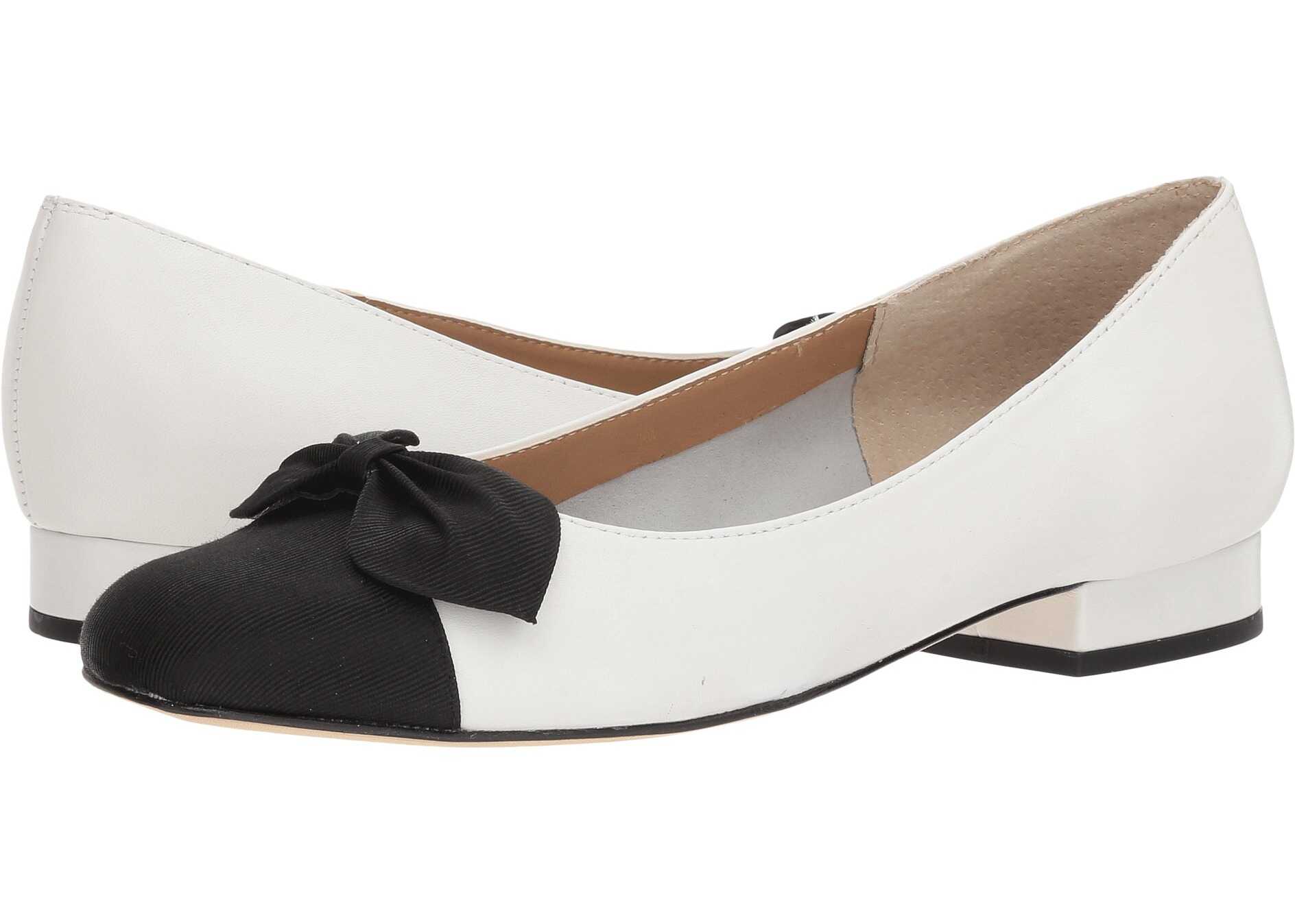 Balerin Vaneli Favor White Nappa/Black Grosgrain